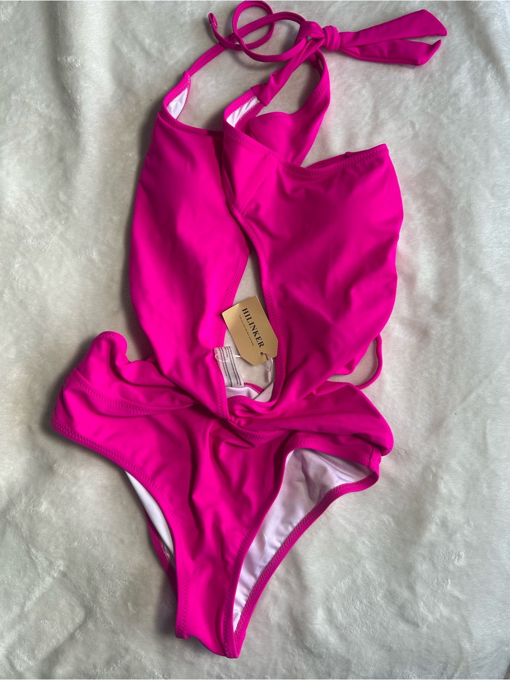 HILINKER Fuchsia Halter One-Piece Swimsuit